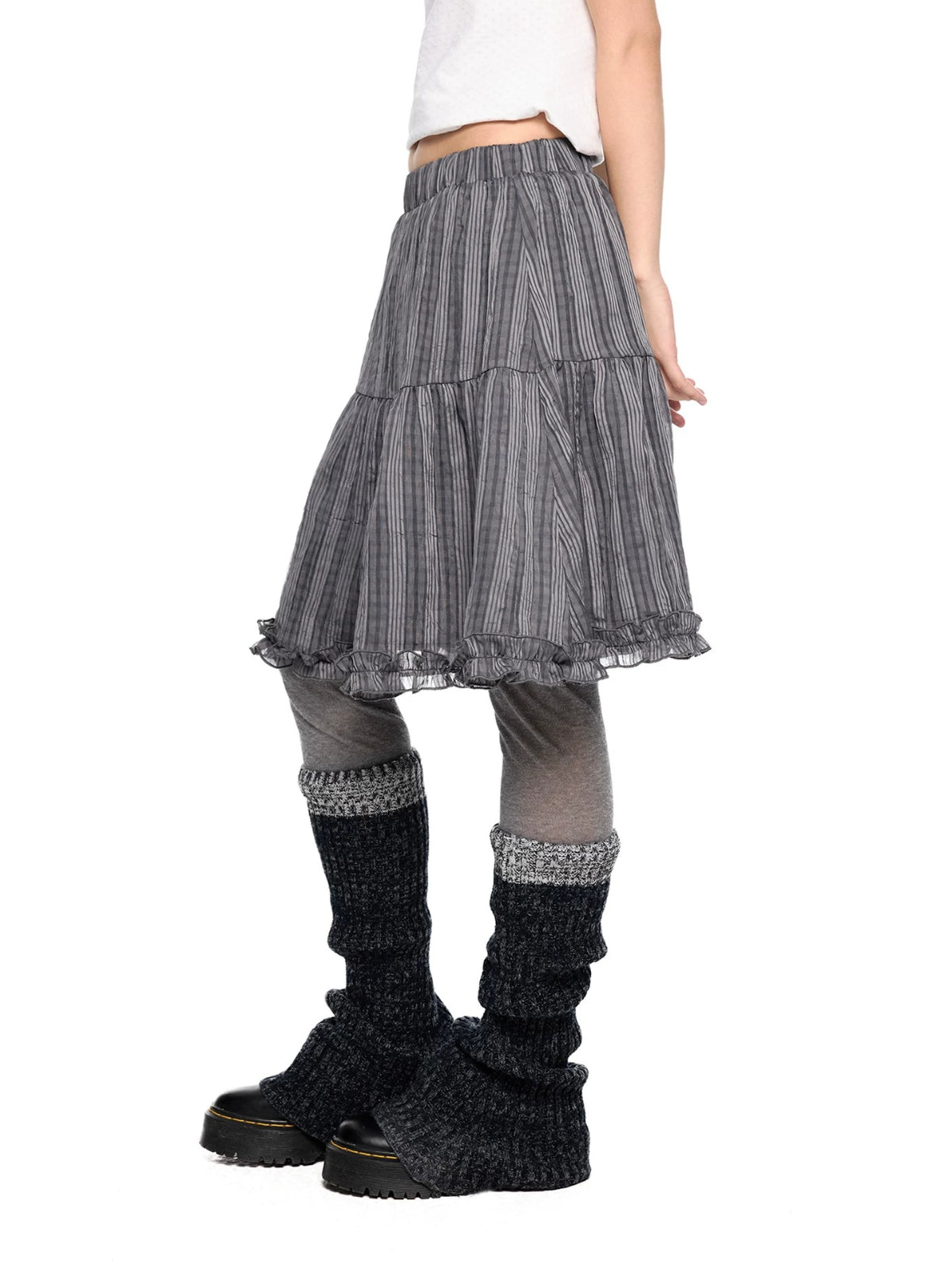 Plaid Bubble Chiffon Skirt