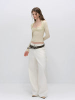 Lace Panel Square Neck Top