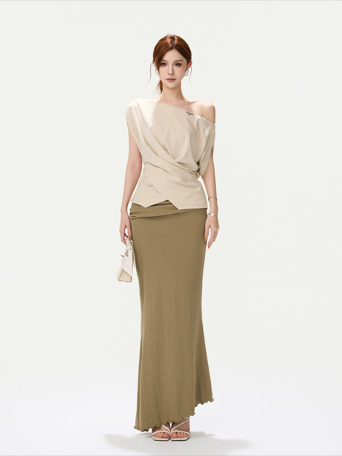 Asymmetric Knit Shoulder Top