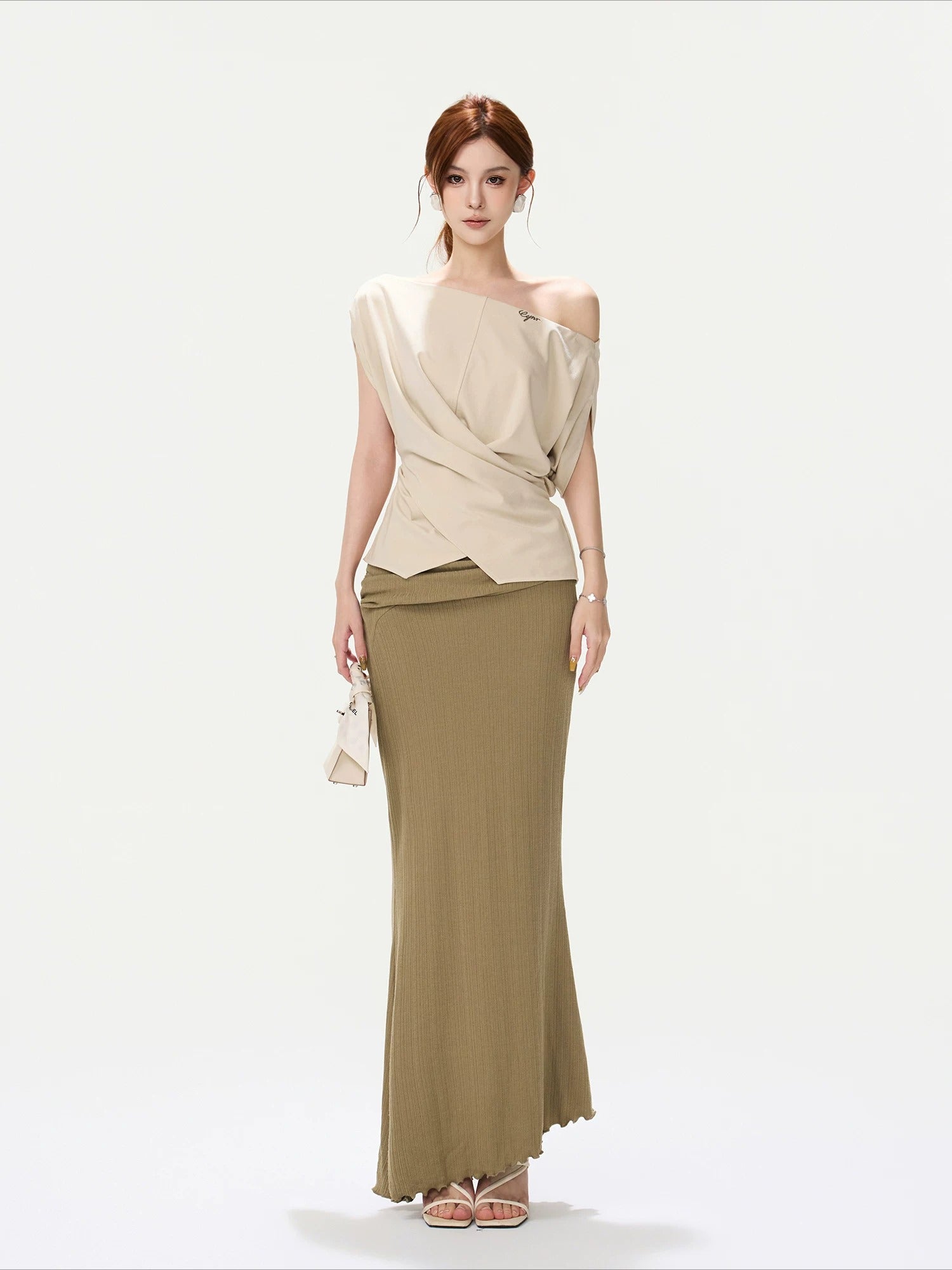 Asymmetric Knit Shoulder Top