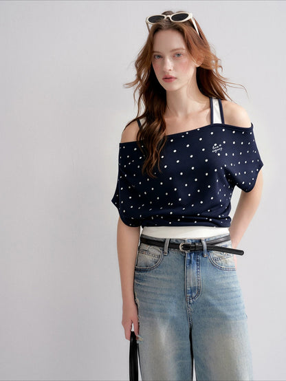 Polka Dot Contrast Top