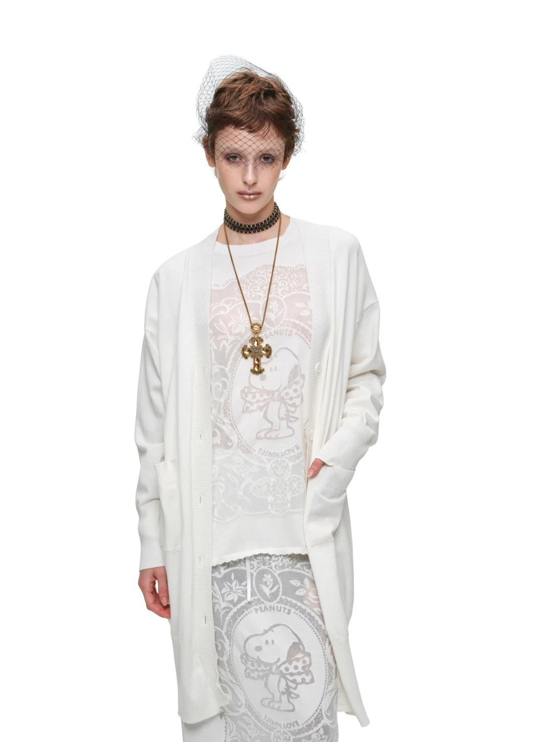 Burnout Sheer Long Cardigan