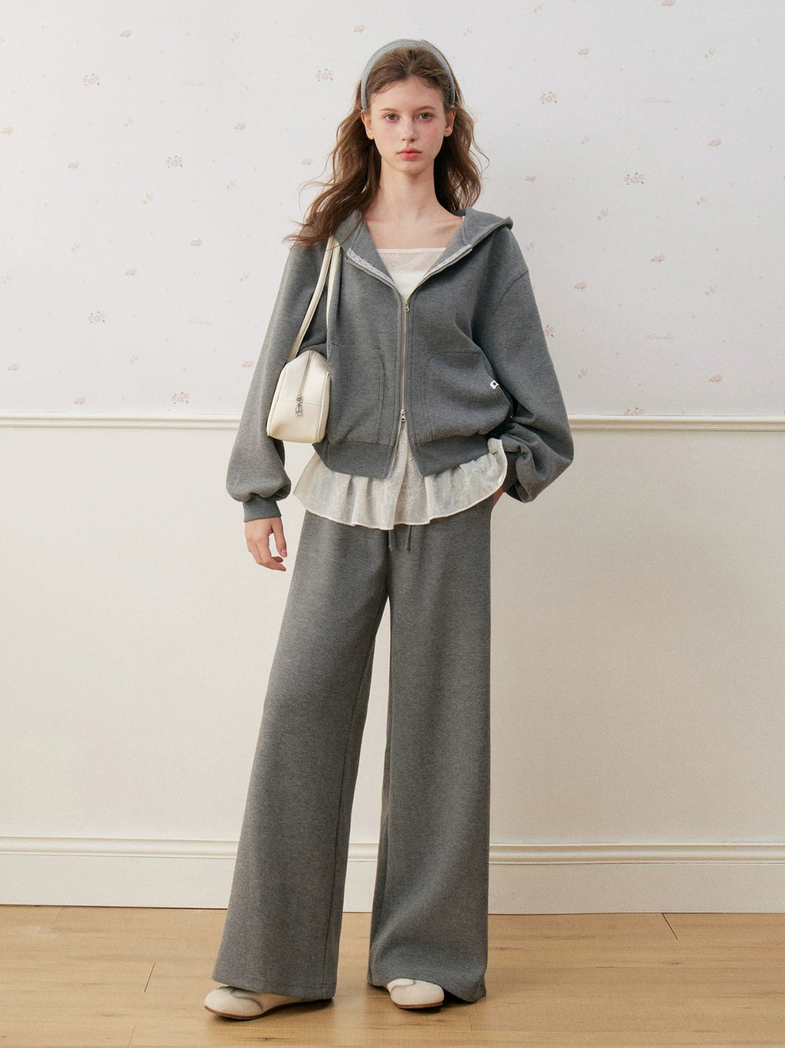 Lace Trim Fleece Hoodie Set