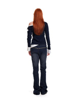 Layered Cable Knit Button Top