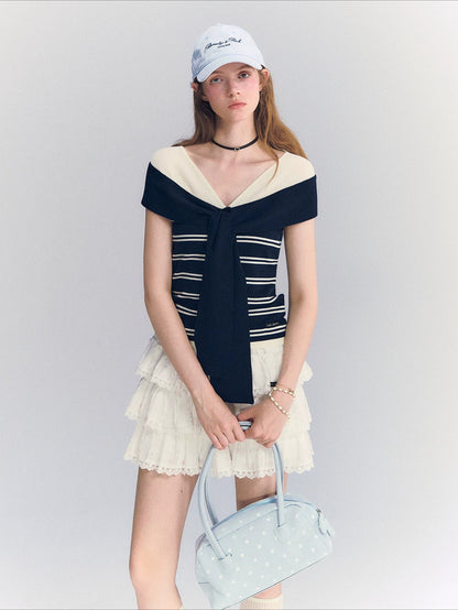Contrast Off Shoulder Tee