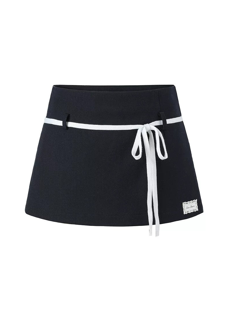 Contrast Drawstring Skort