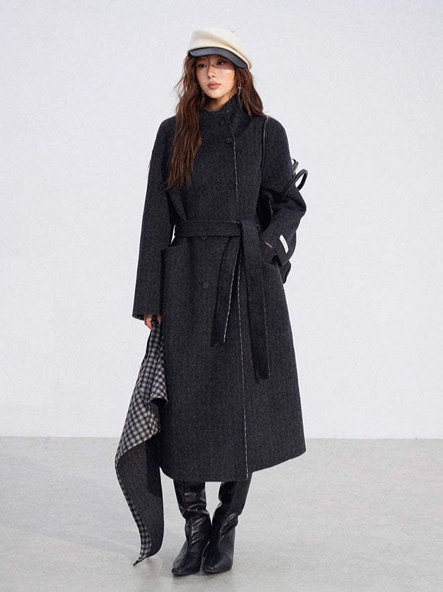 Plaid Shawl Wool Coat