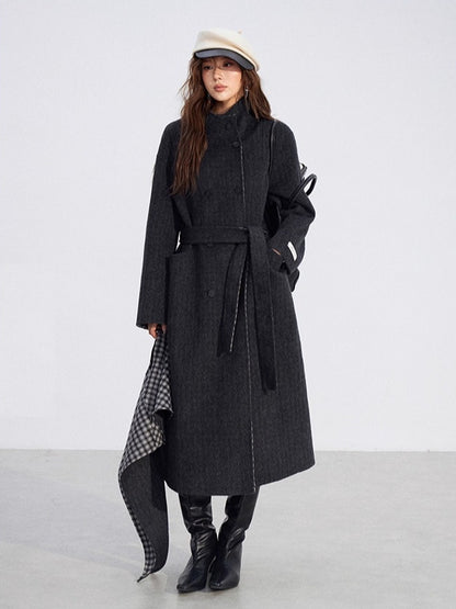 Plaid Shawl Wool Coat