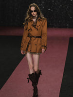 Double Breasted Cinched Waist Trench Coat