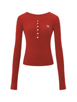 Ribbed Knit Logo Crewneck Top