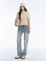 Vintage Bow Embroidered Straight Jeans