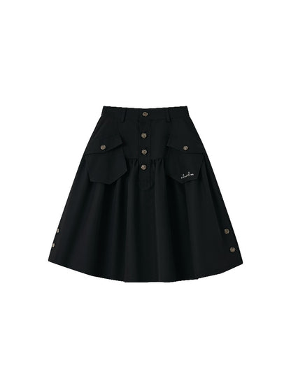 Vintage Utility Denim Skirt