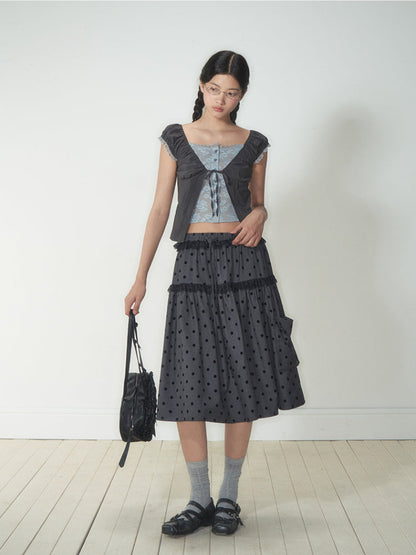 Fake Two-Piece Floral Lace Shirt Top