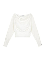 Draped Neck Cinched Waist Lace Patchwork Top