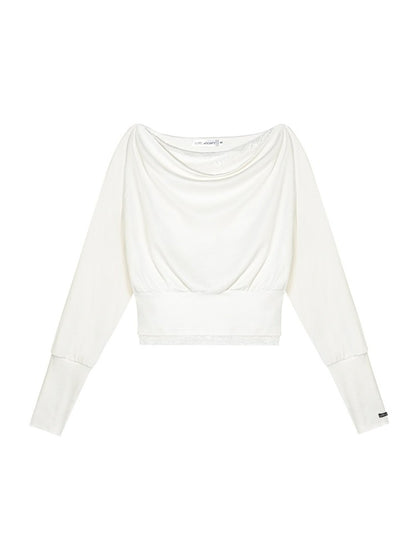 Draped Neck Cinched Waist Lace Patchwork Top