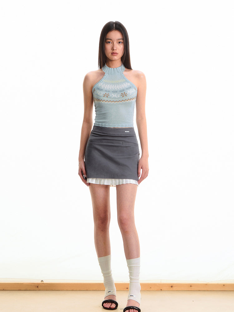 Fair Isle High-Waist Backless Top