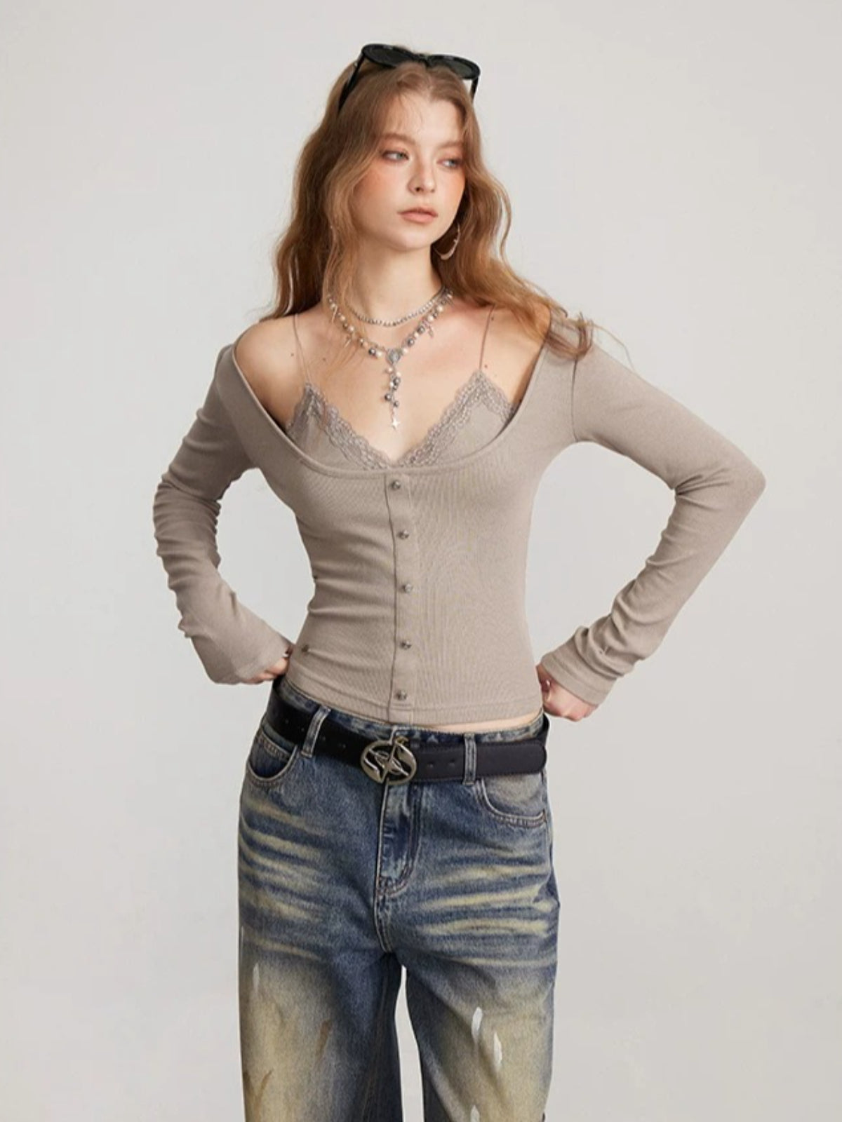 Layered Camisole Panel T-Shirt Top