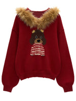 Cute Puppy Hooded Knit Sweater