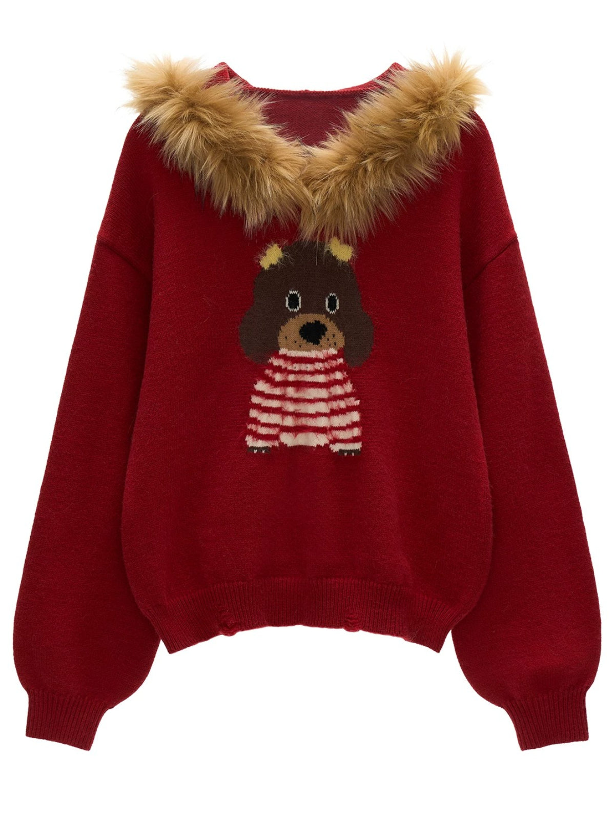 Cute Puppy Hooded Knit Sweater