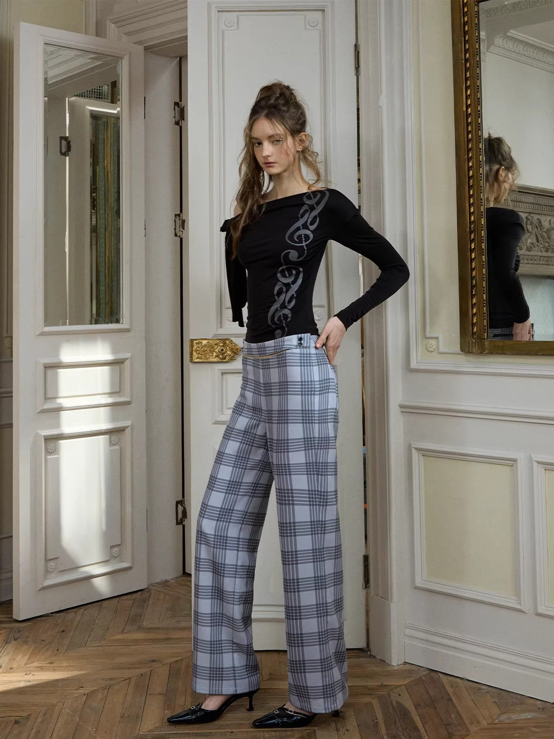 Black Asymmetric Lace-Up Top