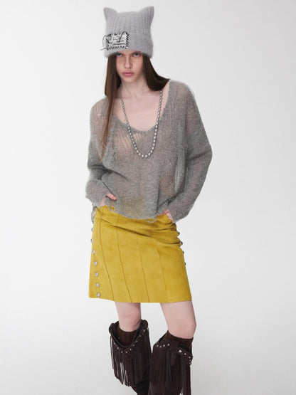 Mohair Star Cutout Sweater