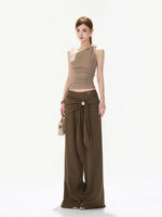 Ruched Mesh One-Shoulder Top