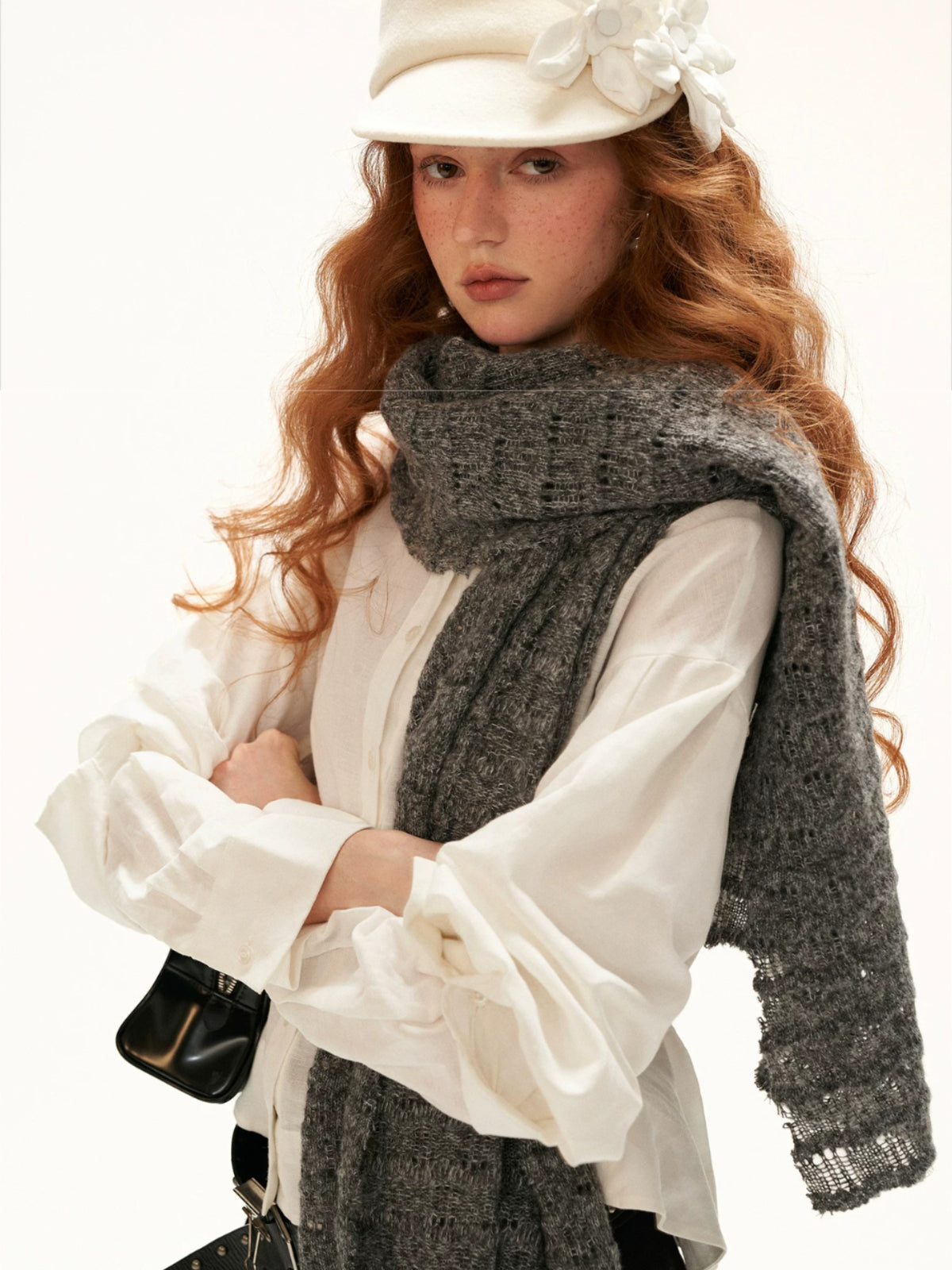 Textured Wave Knit Scarf