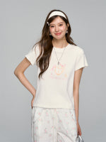 Key Print Contrast-Edge T-shirt