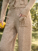 Velvet Bunny Wool Cloud Off-Shoulder Knit Cardigan & Pants Set