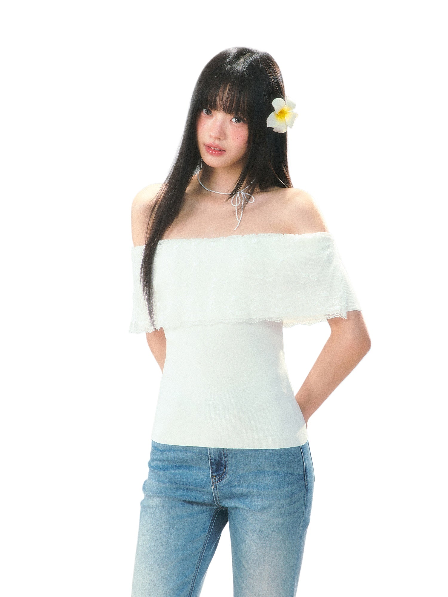 Lace Collar Off-Shoulder Top