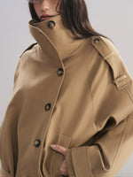 Stand Collar Tencel Trench Coat