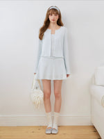 Contrast Lace Cardigan & Skirt Set
