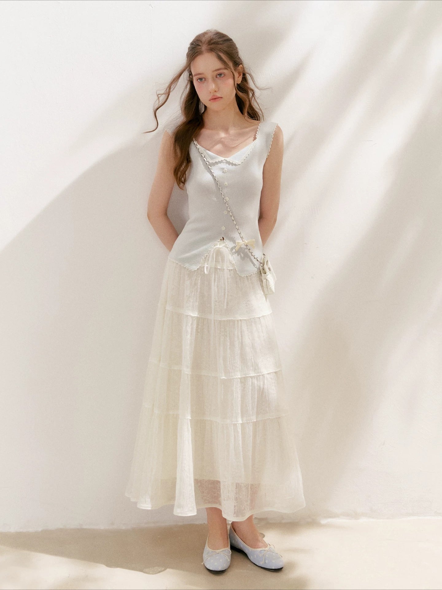 Lace Tiered A-Line Skirt