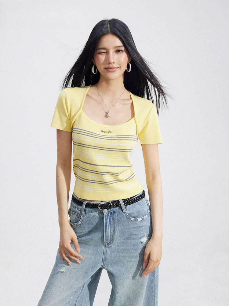 Layered Square-Neck Top
