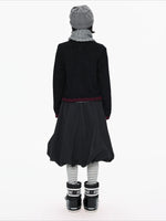 Black Contrast Stand Collar Cardigan