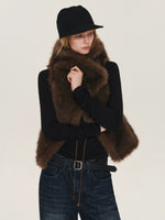 Vintage Tie Front Faux Fur Vest