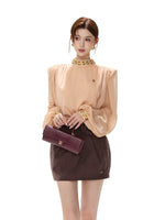 Pearl Chiffon Lantern Sleeve Blouse