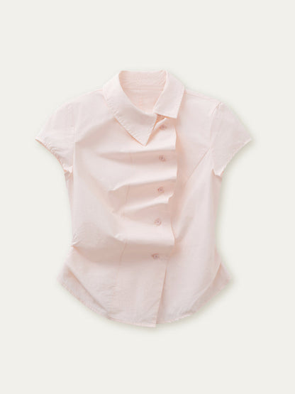 Pink Pleated Lace Shirt
