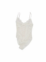Flocked Lace V-Neck Mesh Bodysuit