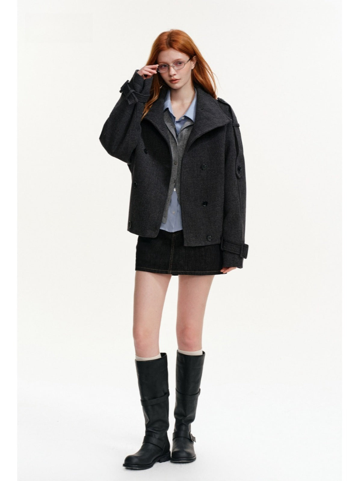 Cable Knit Layered Shirt Cardigan