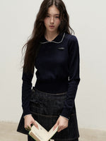 Floral Openwork Peter Pan Sweater