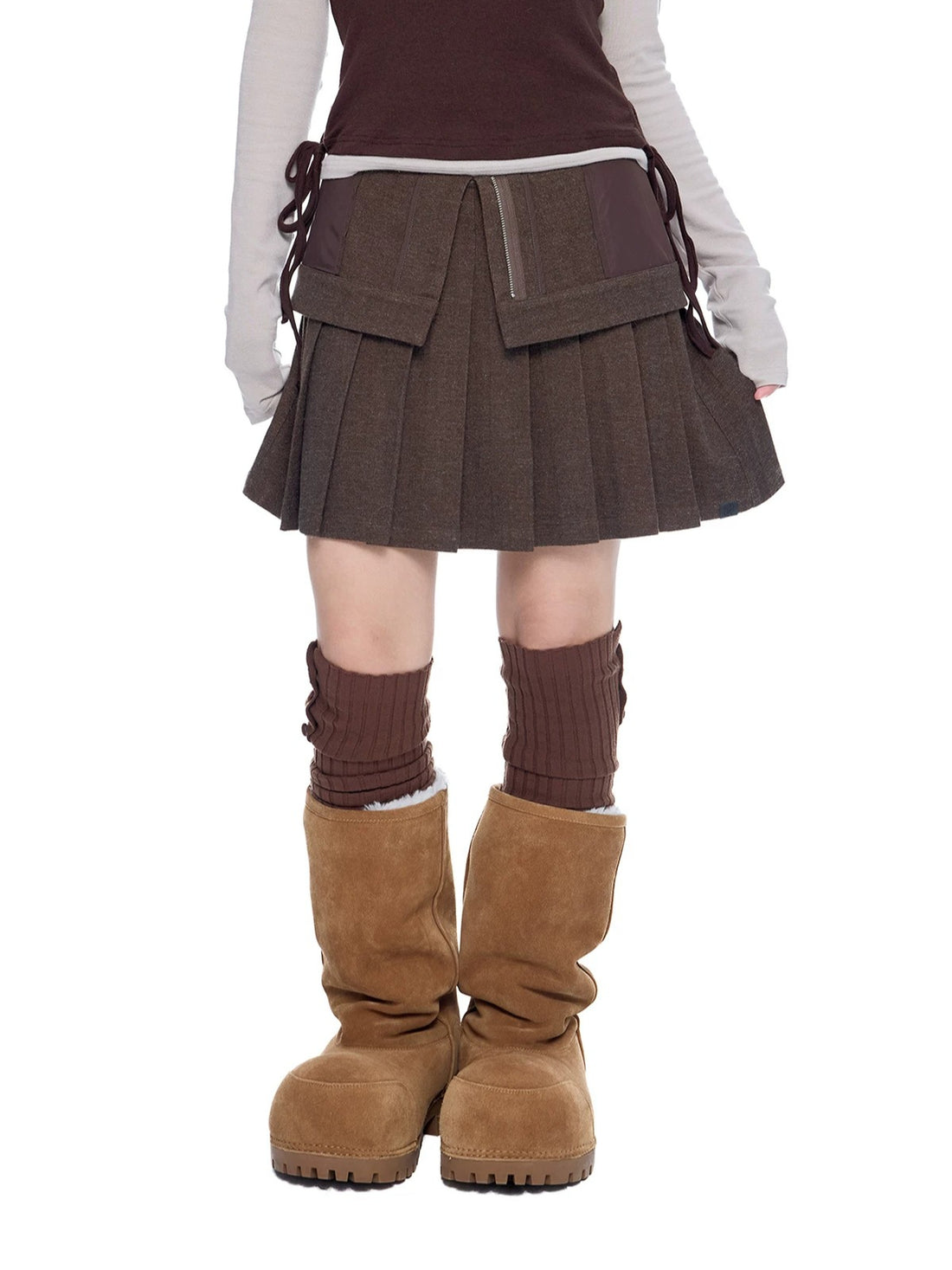 Vintage Pleated Wool Mini Skirt