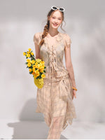 Plaid Chiffon Ruffle Set