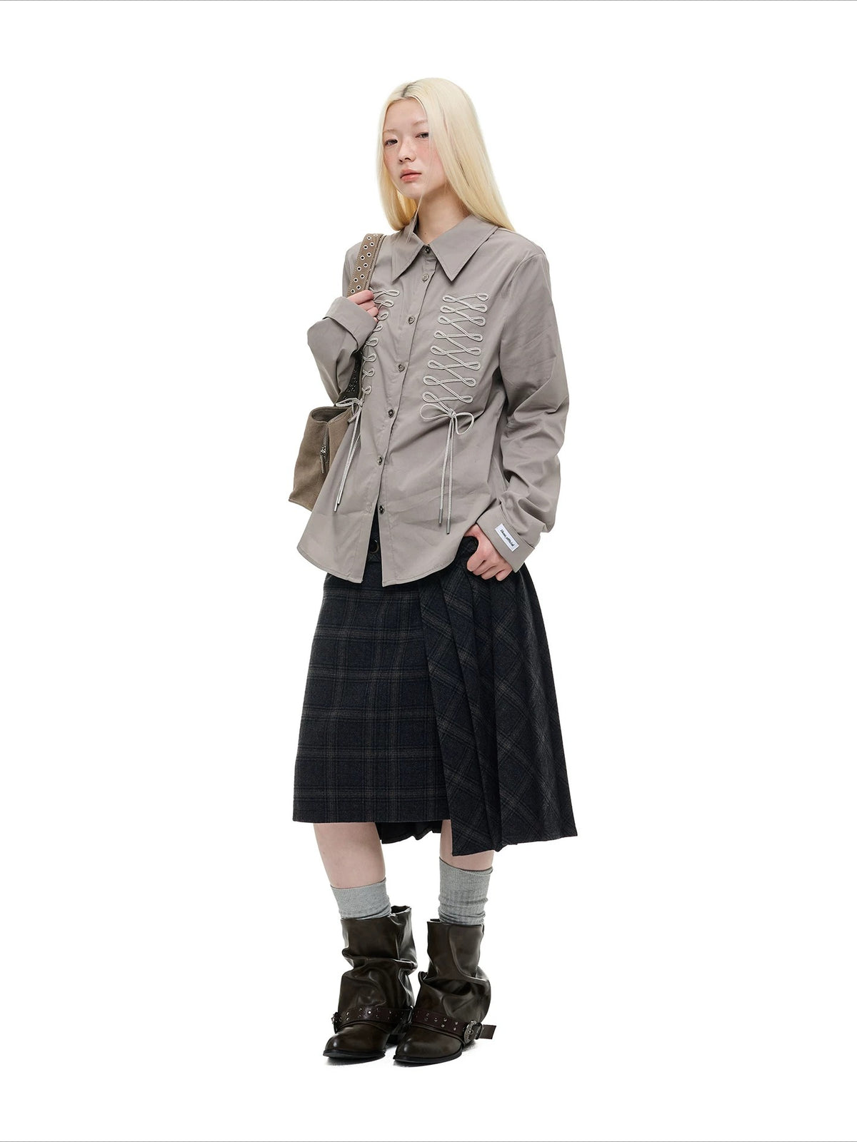 Lace-Up Bow Detail Relaxed Shirt
