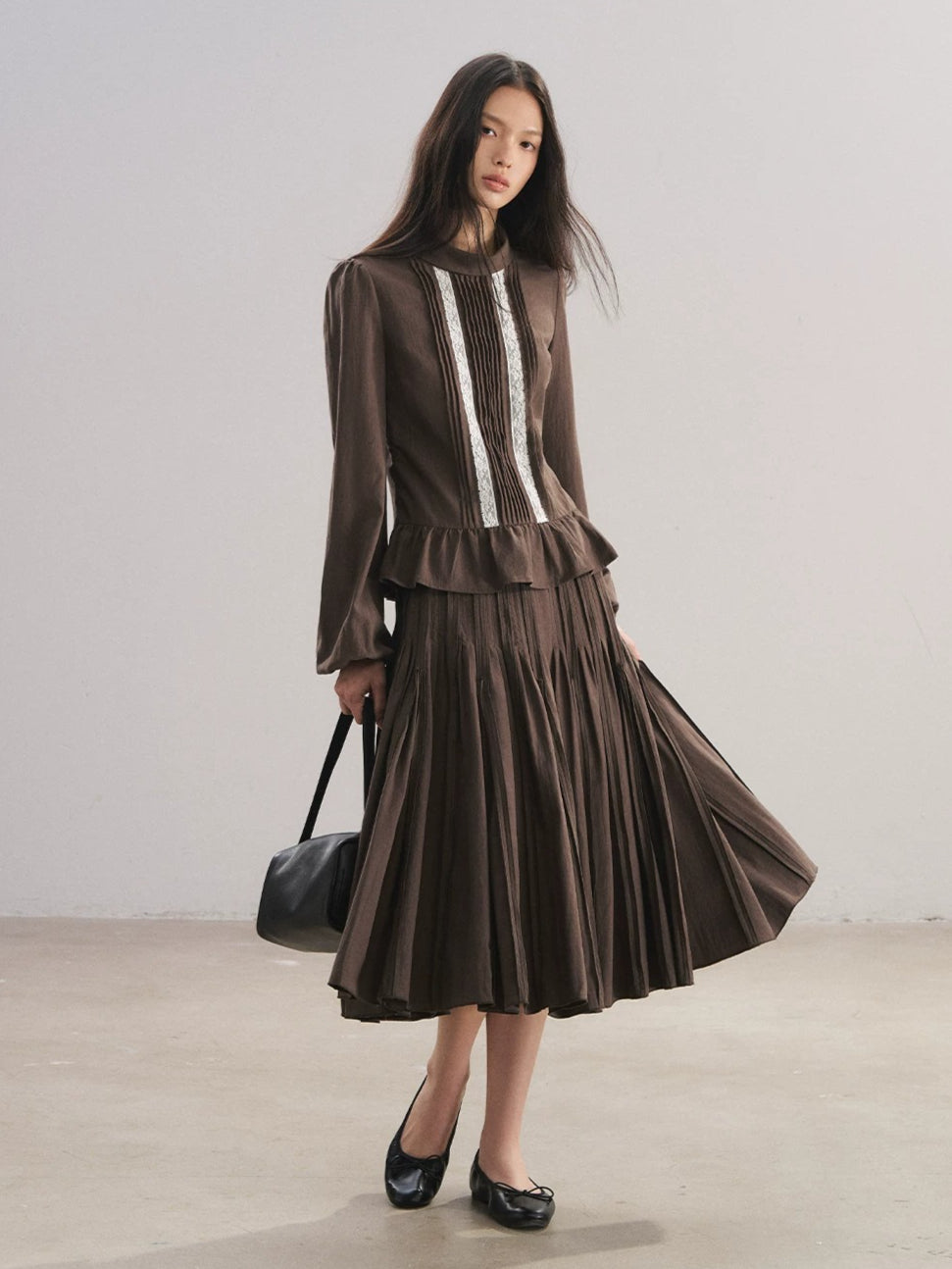 Lace Ruffle Blouse &amp; Skirt Set