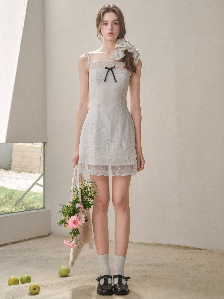 Cotton Embroidered Lace Slip Dress