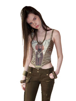 Satin Knit Corset Cami Top
