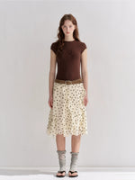 Polka Dot Ruffle Midi Skirt