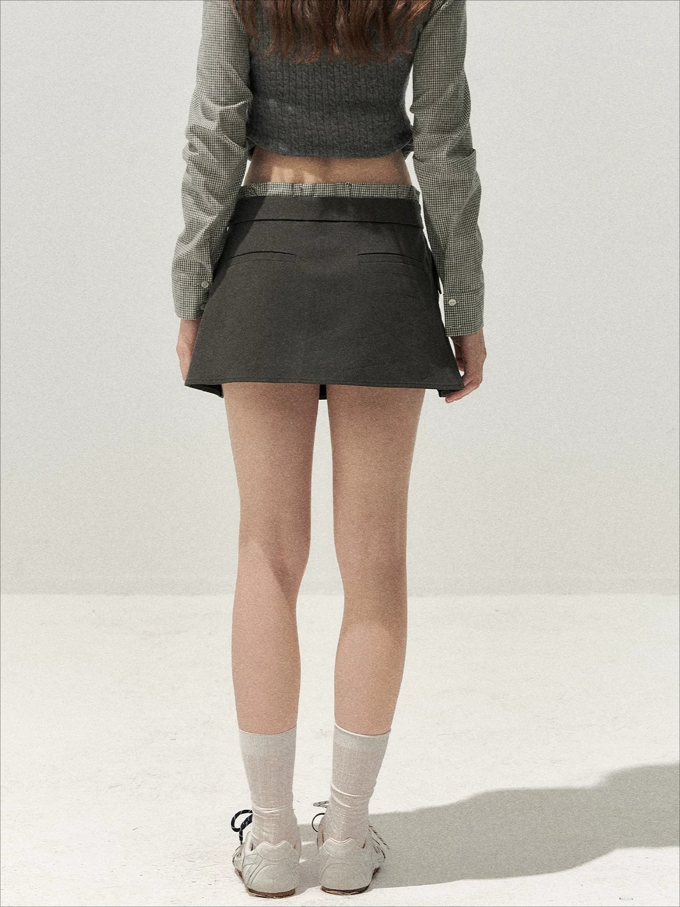 Contrast Pleated Mini Skirt