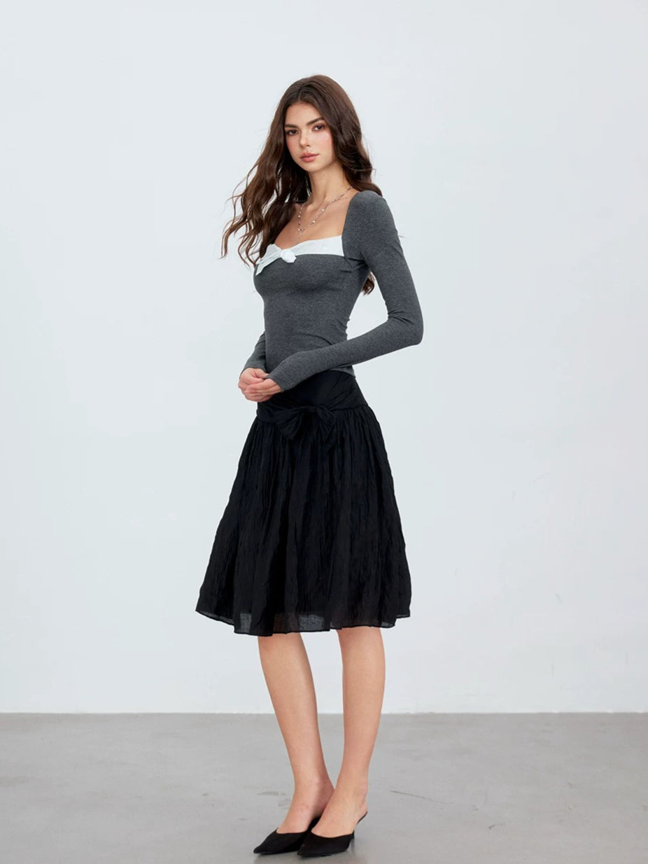 Gray Bow Accent Top